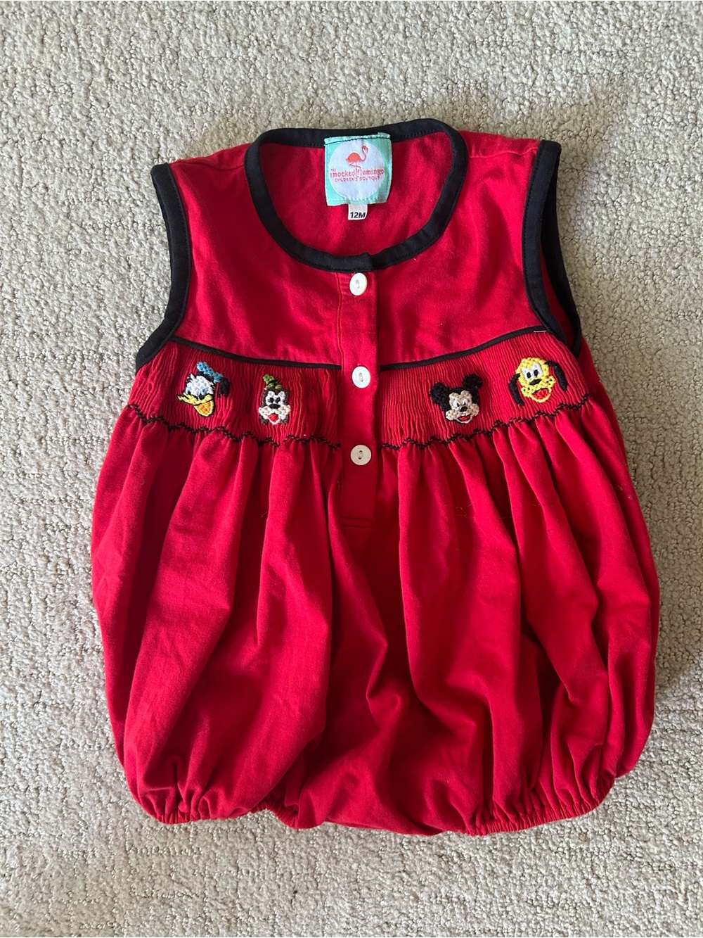 The Smocked Flamingo Disney baby bubble 9-12 months Mickey Minnie